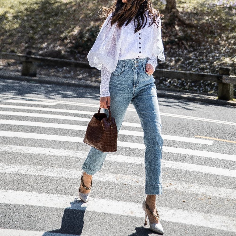 Ann Taylor Sculpted High Rise Corset Straight Jeans